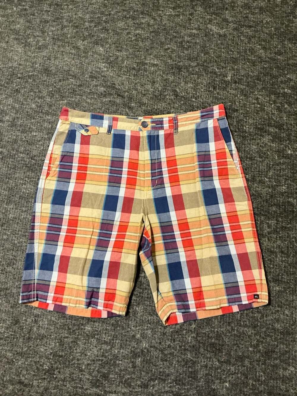 Quiksilver Mens Plaid Cotton Flat Front Shorts Mens Size 36 Multicolor
